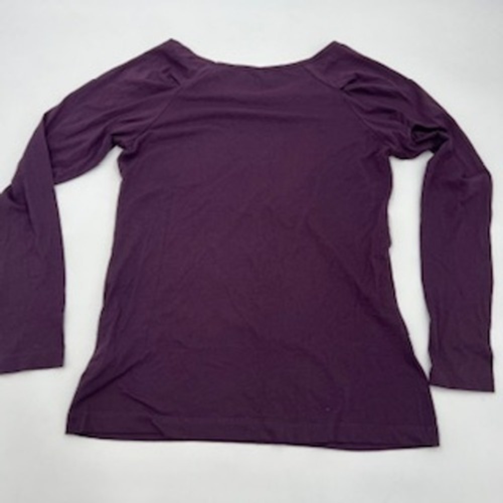 Fabletics Womens Purple Long Sleeve Pleated Shoulder Scoop Neck Top Large L - Picture 7 of 10